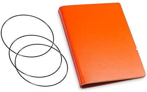 A7, revolutionäres, nachhaltiges X17-Konzept für Notizbuch Personal Organizer und Terminplaner/Hülle für 2 Hefte! Recyceltes Leder, orange, Made in Germany,17 Jahre Garantie*