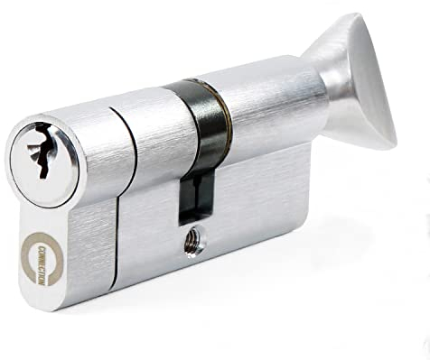 Anti-Theft Euro Thumbturn Cylinder ,Satin Chrome 40/40T 80mm,Euro Door Barrel Lock with 3 Keys,Brass Cylinder and Zinc Knob,Suitable for All Door Types