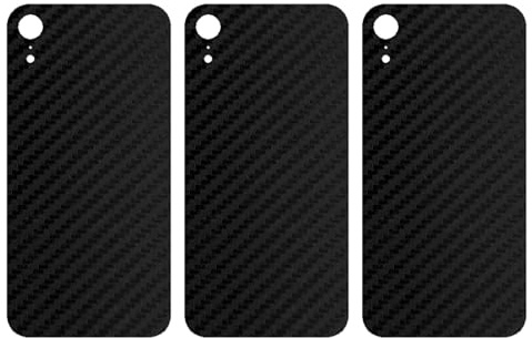 [3 Stück] apgo Protective Skin für Apple iPhone XR – Rückseiten Skin Sticker, Wrap Folie, Vinyl Schutzfolie für die Rückseite, Motiv Carbon Schwarz