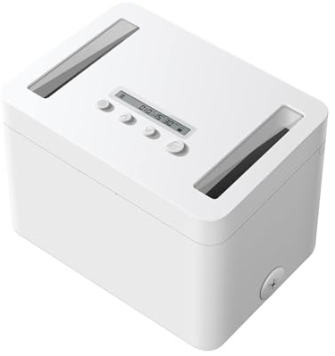 VAYDEER -Zeitverriegelungsbehälter, Metallzeit gesperrte Box für Handy, Snacks, Alkohol oder andere unerwünschte Versuchungen Time Locking Container weiß medium