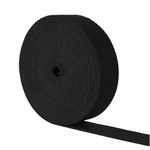Bande élastique plate noire et blanche pour couture, loisirs créatifs (3,8 cm - 5 mètres, noir)