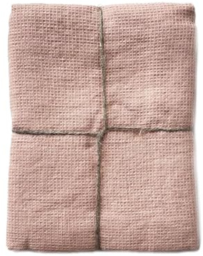 JOWOLLINA Feines Waffelpique Badetuch Saunatuch Leinen Stonewashed (Nude, 100x160 cm)