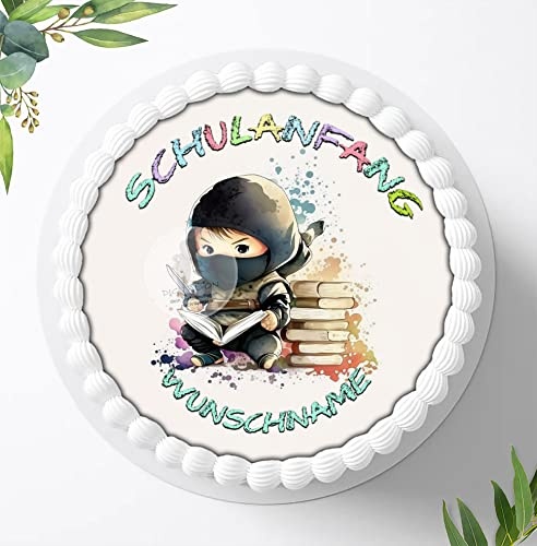 Für die Geburtstags Torte, oder Zuckerbild zum Schulanfang Personalisiert mit oder ohne Wunschname, Essbares Foto für Torten, Fondant, Tortenaufleger Ø 20cm, 1426z