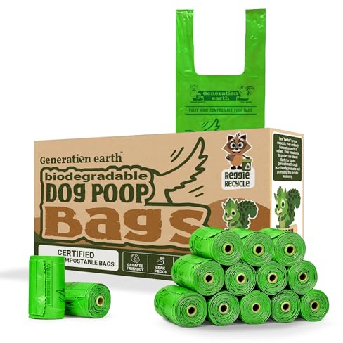 Generation earth OK Compost Home Hundekotbeutel, biologisch abbaubar, garantiert auslaufsicher und extra dicker Abfall für Hunde, 180 Stück