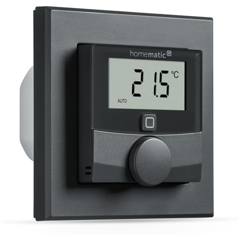 Homematic IP Smart Home Wandthermostat mit Schaltausgang – für Markenschalter, anthrazit, digitales Thermostat Fußbodenheizung mit/ohne App, Alexa, Google Assistant, Energie sparen, 159928A0