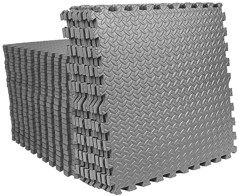 Mat Block APM36002GY Torin ineinandergreifende Schaumstoff-Übungsbodenmatten: 144 m², 1,27 cm, 36 Fliesen, Eva-Gymnastikmatte, Bodenbelag, Trainingsgerätematte für Heim-Fitnessgeräte, Grau