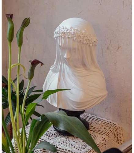INLDY Veiled Lady Statue, Veiled Lady Bust, Veiled Maiden Statue, Gothic Death Veiled Maiden Bust Statue, Veiled Maiden Bust Sculpture, Roman Greek Statue Resin Art Decor