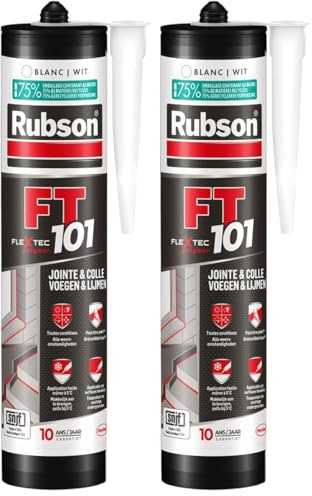 Rubson | Mastic FT 101 Blanc (cartouche de 280 ml) – Mastic polymère pour joints, fissures et collages – Mastic étanche multi-matériaux pour intérieur & extérieur (Lot de 2)