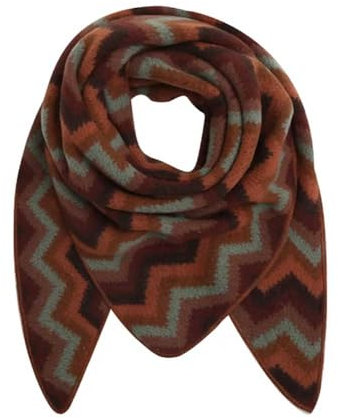 FASHION YOU WANT XXL Schal flauschig schal-tuch damen dicker dreieckstuch groß Wolle Azteken BUNT Farben kuschelig (braun)