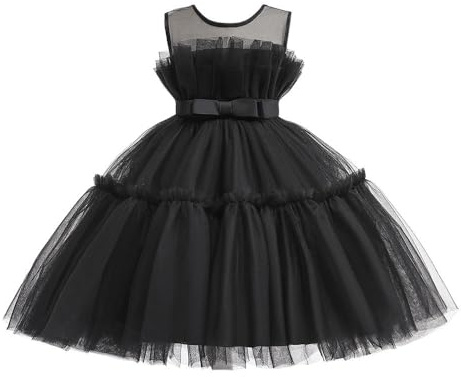Lito Angels Elegantes Kleid Hochzeit Blumenmädchen Ballkleid Tüllkleid für Kleinkind Mädchen Größe 3-4 Jahre 104, Schwarz (Tag-Nummer 100)