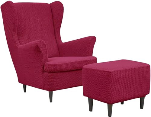 Sesselüberwürfe Elastisch 3-teilig Sesselbezug Ohrensessel Überzug Mit Ottomane Schonbezug Ohrensessel Bezug Bezug Sesselhusse Stretch Husse Für Ohrensessel ( Color : #9 , Size : Wingback Chair Cover