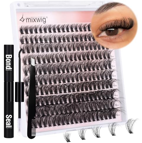 Extensions Set Künstliche Wimpern 16MM-40D Nerz Lashes Kit Fluffy mit Bond und Tweezern für DIY Wimpernverlängerung