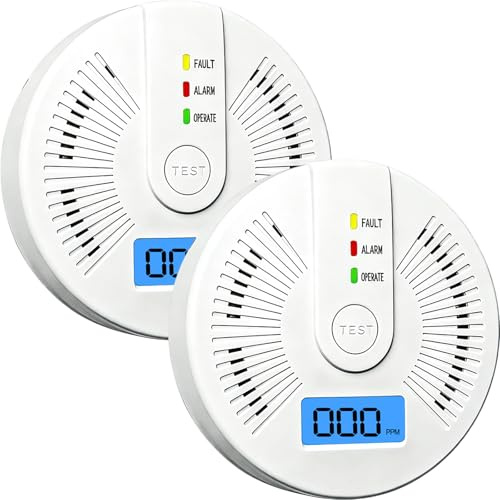 Mini Carbon Monoxide Detector, Battery Powered CO monoxide Alarm with LCD Digital Display for Home and Car Safety, CO Monitor Conforms to EN 50291 Standad (2pcs)