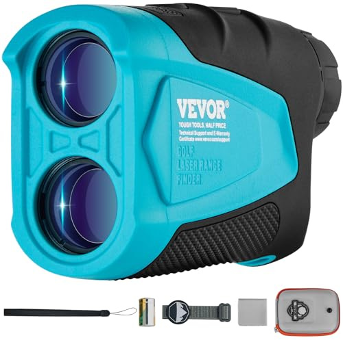 VEVOR Golf Rangefinder, 1000 Yards Laser Golfing Hunting Range Finder, 6X Magnification Distance Measuring, Golfing Accessory with External Magnet Mount, High-Precision Flag Lock, Slope, and Batteries