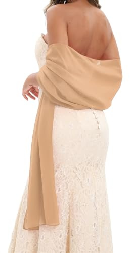 GIBZ Damen Chiffon Elegant Lang Schal Einfarbig Transparent | Schals Tücher Halstuch für Abendkleid Hochzeit Stola 200x45cm