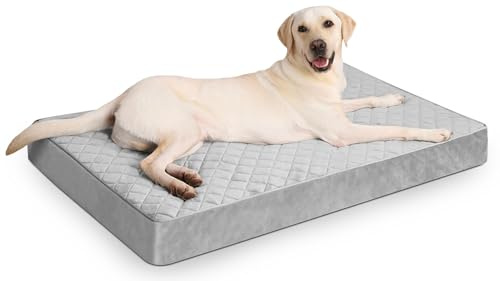 NUPIDA Lit orthopédique pour Chiens de très Grande Taille, imperméable avec Housse Amovible Lavable, Fond antidérapant, matelassage, 119,3 x 73,6 cm, Gris Clair