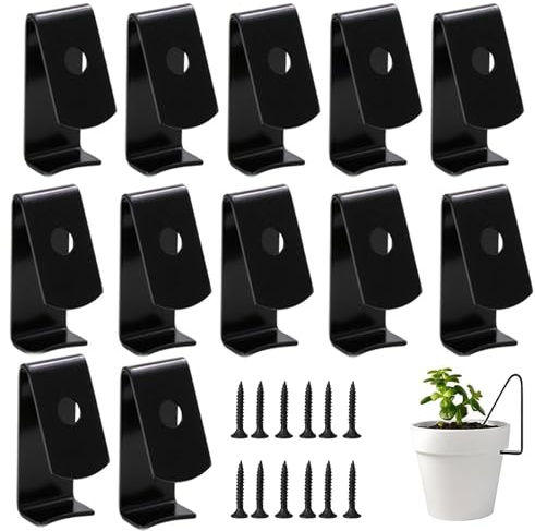 DUOHERESHUI Supports Muraux Pour Pot De Fleurs, 12 Pièces Porte Plante Mural, Crochets De Suspension, Support De Jardinière Mural, Pour 5-8 Pouces Pot En Terre Cuite Pot De Fleurs (Noir)