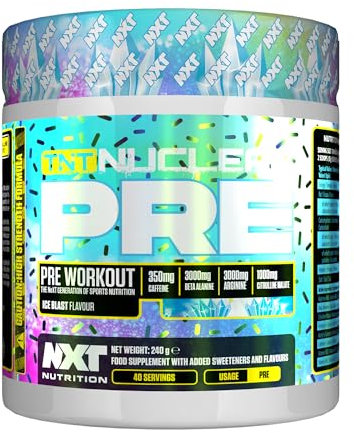 NXT Nutrition TNT Nuclear Pre Workout – Pre Work Out Energy Drink| L-Citrulline, Beta Alanine, Caffeine for Pump, Endurance & Focus - 40 Servings Mixed Candy, Vegan | Glitter | Ice Blast