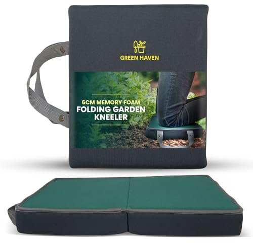 Green Haven Cuscino pieghevole in schiuma spessa per inginocchiarsi da giardino, 6 cm, in memory foam, leggero e portatile, con manici, perfetto per giardinaggio, inginocchiatoio da bagno, cuscino per