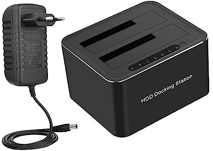 Housoutil Base de Almacenamiento a USB 3.0 con Clonación Offline | Compatible con Hdd y SSD de 2,5 y 3,5 Pulgadas, Soporta hasta 16 Terabytes, Protección de Voltaje y Corriente