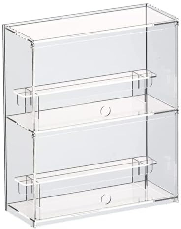 Nynelly Vitrine aus transparentem Acryl mit 2 Etagen für Modelle, Minifiguren, Pop Mart, Labubu, Sonny Angel, Smiski – Präsentationsbox zum Zusammenbauen mit Tür, Display (30,5 x 12,5 x 36,5 cm)
