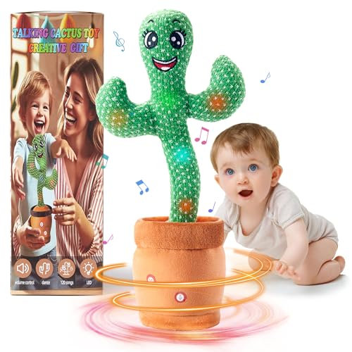 Ucikik Giocattolo parlante di cactus danzante per il bambino, cactus canto con 120 canzoni+ballo+registrazione+LED, imitando la registrazione giocattoli di cactus regalo per 0-6 6-12 mesi bambini 1 2