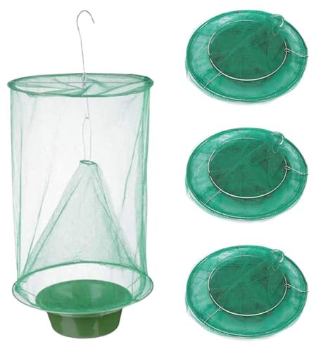 Dorccsi Piège à Mouches Suspendu 4 pièces 16 x 9 x 9 Pouces Pliable réutilisable piège à Mouches Filet Portable visuel Attrape- pour écurie Ferme moustiques extérieur Attrape-m