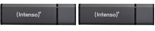 Intenso ALU Line - Memoria USB 2.0, 128 GB, Color Antracita (Paquete de 2)