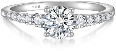 YL Bague de Fiançailles en Moissanite 0,8 Carat Couleur D VVS1 pour Femme Argent 925 Bagues de Promesse pour Elle(Taille 54