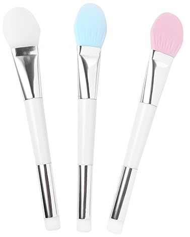 VALICLUD Pennello Per Maschera Viso Doppia Testa in Silicone Set Da 3 Pezzi, Portatile, Leggero, Pulizia e Applicazione Maschera, Adatto Per Cura Della Pelle Quotidiana e Viaggi