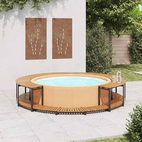 Rivestimento per vasca idromassaggio, 273 x 53 cm, in legno di acacia, resistente e resistente alle intemperie, per accessori per piscina e vasca idromassaggio, copertura perfetta per il vostro