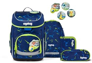 ergobag Schulranzen-Set cubo Set Spitzenreitbär - Dunkelblau | Ergonomischer Schulranzen klassisch 5-teilig für die 1. Klasse der Grundschule