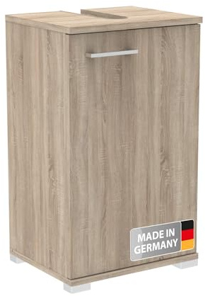 Fackelmann Easy Waschbeckenunterschrank 40cm Hellbraun/Dekor Sonoma Eiche – Stilvoll & praktisch mit viel Stauraum, Flexibler Türanschlag, inkl. Füße – Made in Germany