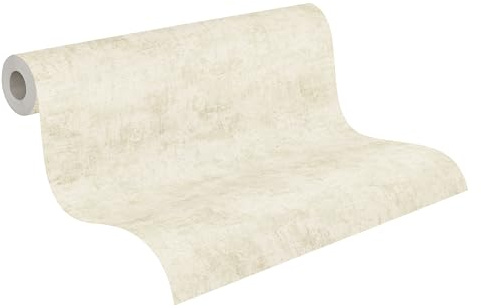A.S. Création Textiloptik-Vliestapete – Beige, Weiß, Grün – 10,05 x 0,53 m | Einfarbig & vielseitig kombinierbar – matte Wandtapete, ansatzfrei & spurlos abziehbar – für Wohn-, Schlaf- & Arbeitszimmer