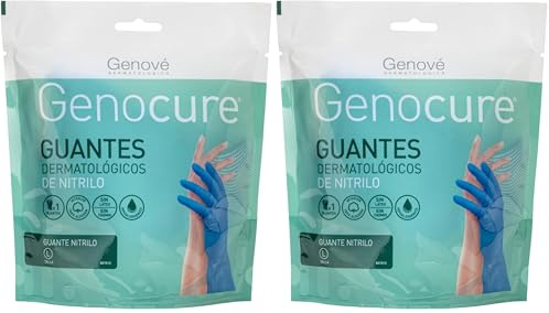 GENOCURE | Guantes Dermatológicos Nitrilo | Guantes Dermatológicos de Nitrilo Flocado con una Ligera Capa de Algodón | Talla L (Paquete de 2)