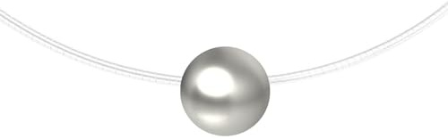 Löb Damen Halskette Nylon Collier Perle Perlenanhänger Silber Grau Damen Halsband Halsnah Nylonband Tropfen Anhänger Schwebend Perlenkette