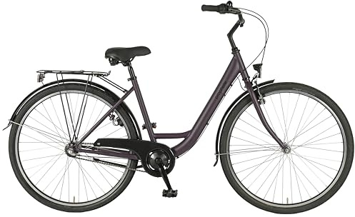 Prophete GENIESSER 100 Citybike Damen 28 Zoll Dark Purple matt | 3 Gang Nabenschaltung, LED Beleuchtung, Rücktrittbremse, 15 Lux, RH 46 cm