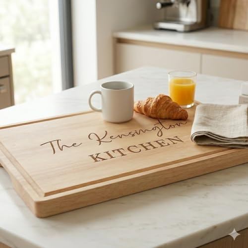 Personalised Chopping Board – Custom Engraved Wooden Kitchen Board – Personalised Gift for Couples, Wedding, Anniversary or Housewarming – Name Kitchen Design