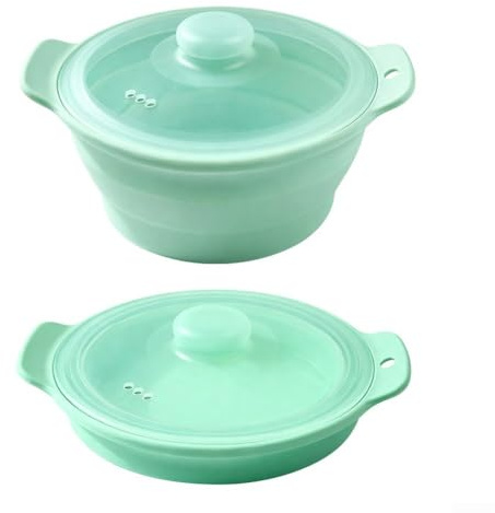 Vaporiera in silicone per cottura a microonde che supporta la preparazione di pasti ricchi di nutrienti senza olio o zuccheri aggiunti (verde)