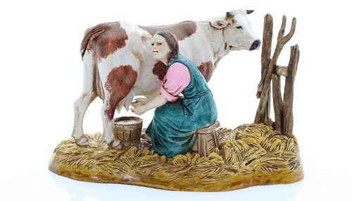 Moranduzzo Melkende Frau für Krippe 10 cm Maßstab 1:20 - Unzerstörbare Krippenfiguren - Stil 700', Handbemalt, Offizielles Produkt, Hergestellt in Italien, Bildhauer M. Landi