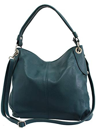AMBRA Moda Sac à main femme Sac à bandoulière sac à bandoulière sac fourre-tout cuir véritable GL012 (petrole)