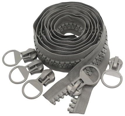 YaHoGa #20 Super Grandes Cremalleras por Metros de plástico Cremalleras Continua de Color Negro Resistentes Bulk para Coser DIY Tailor Crafts Bags Tiendas de campaña, Gris 1.8M