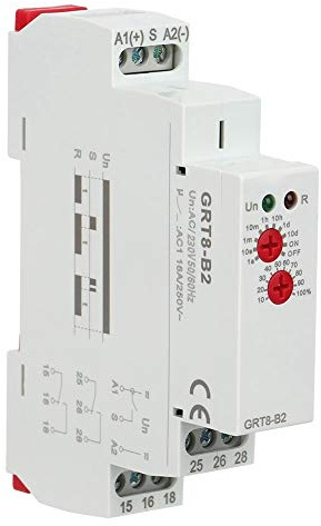 Nikou Zeitrelais, Verzögerungsrelais AC230 GRT8-B2 Analog Einstellbare Zeitverzögerung Relais, Ausschaltverzögerung Mini Einzelfunktions Zeitrelais DIN Rail Haushalt Schütz Zeitschaltuhren