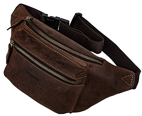 STILORD Portland Gürteltasche Leder Vintage Bauchtasche Hüfttasche oder Brusttasche für Kamera Jogging Reise Festival Sport Echtleder Farbe:Milano - braun