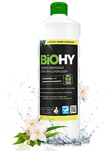 BiOHY Pulitore di tappeto per aspirapolvere (Bottiglia da 1l) | adatto a tutti gli aspirapolvere | elimina senza sforzo tutte le macchie (Waschsauger)