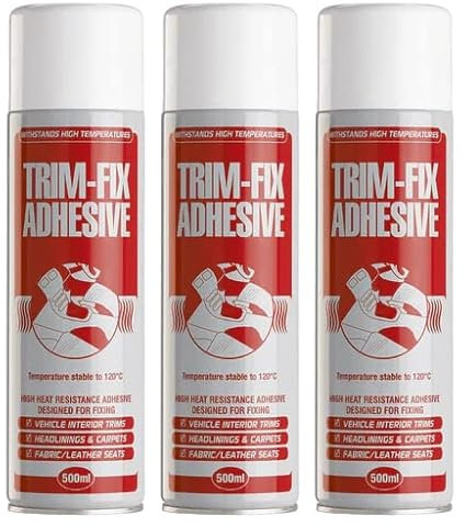 Trim-Fix High Temperature Adhesive Glue Spray for Lining Carpet & Upholstery (3), Perfect for Various Applications Requiring Strong Adhesion and Reliable Performance!