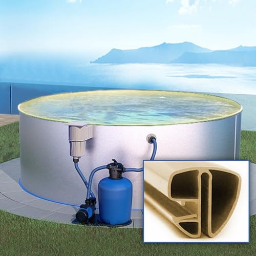 Rundpool Ø 350 x 120 cm I Starter Set I Poolfolie Sandfarben 0,8 mm I Filteranlage I Spezial Handlauf I 3,5 x 1,2 m