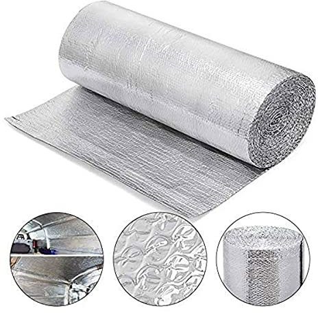 Aislante Térmico Reflexivo Rollo de aislamiento reflectante de aluminio con burbujas, 39 pulgadas x 32 pies, doble burbuja, aislante reflectante, barrera radiante para impermeabilizar áticos, ventana