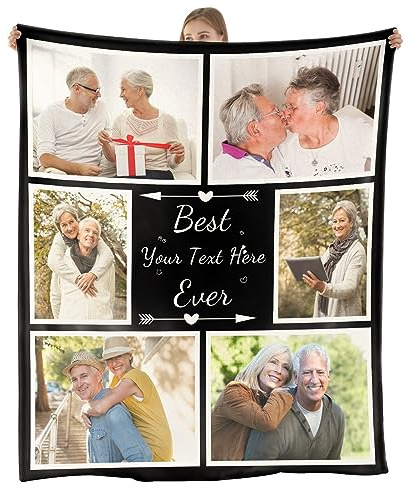 NIBESSER Personalisierte Decke Mit Foto Super Weich Kuscheldecke mit Eigenem Foto und Text, für Geburtstag Weihnachten Hochzeit Jahrestag Geschenk