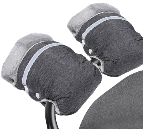 Kinderwagen Handmuffs, MIVITOOM Wasserdichte Handhandschuhe Winter Winddicht Verdickung Frostschutz Kinderwagen Handmuff für Eltern, Grau